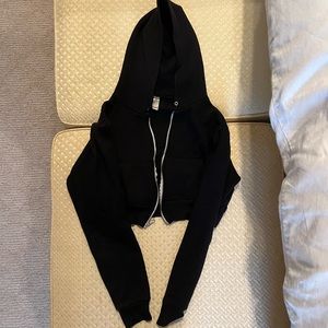 American Apparel black cropped fleece hoodie